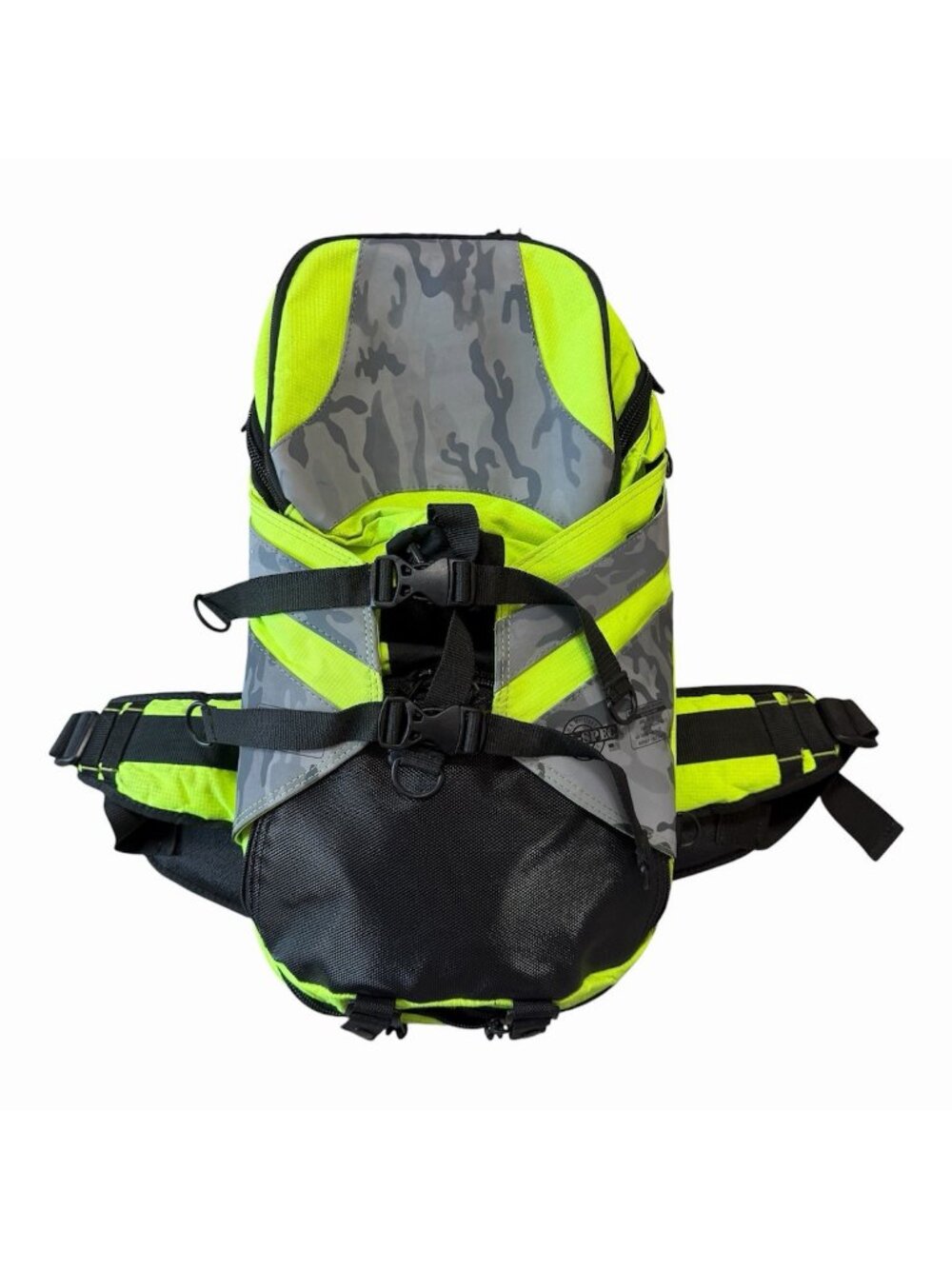 ICON Squad II Mil-Spec Motorcycle Backpack Hi-Viz Yellow Reflective Helmet Bag